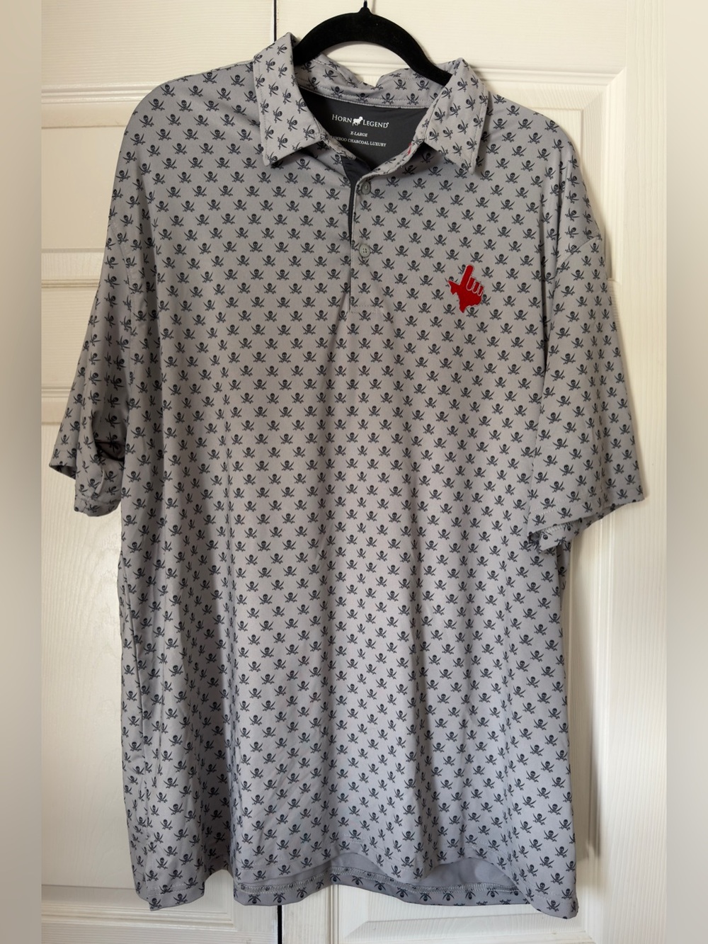 Horn Legend Men’s Light‎ Gray Polo with Texas Teach Logo